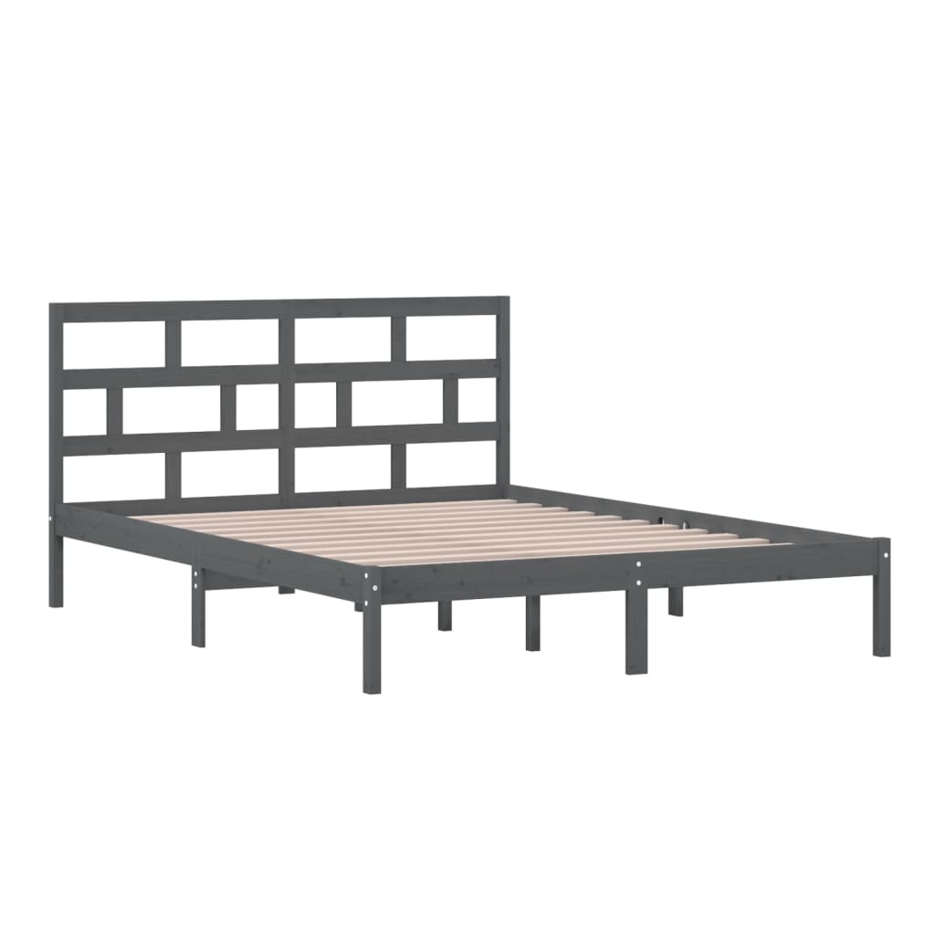 Sängynrunko harmaa täysi puu 150x200 cm 5FT King Size - Sisustajankoti.fi