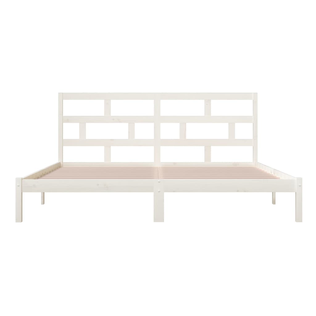 Sängynrunko valkoinen täysi mänty 200 x 200 cm - Sisustajankoti.fi