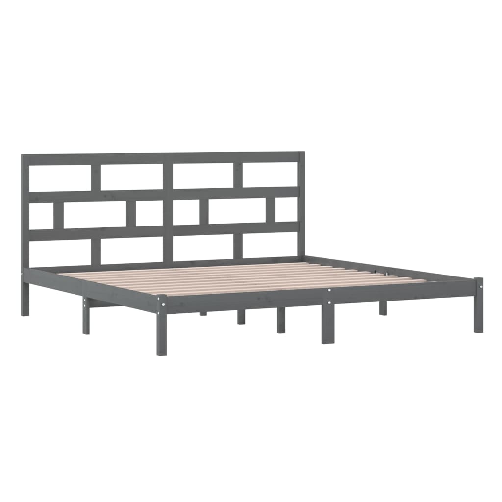 Sängynrunko harmaa täysi mänty 200 x 200 cm - Sisustajankoti.fi