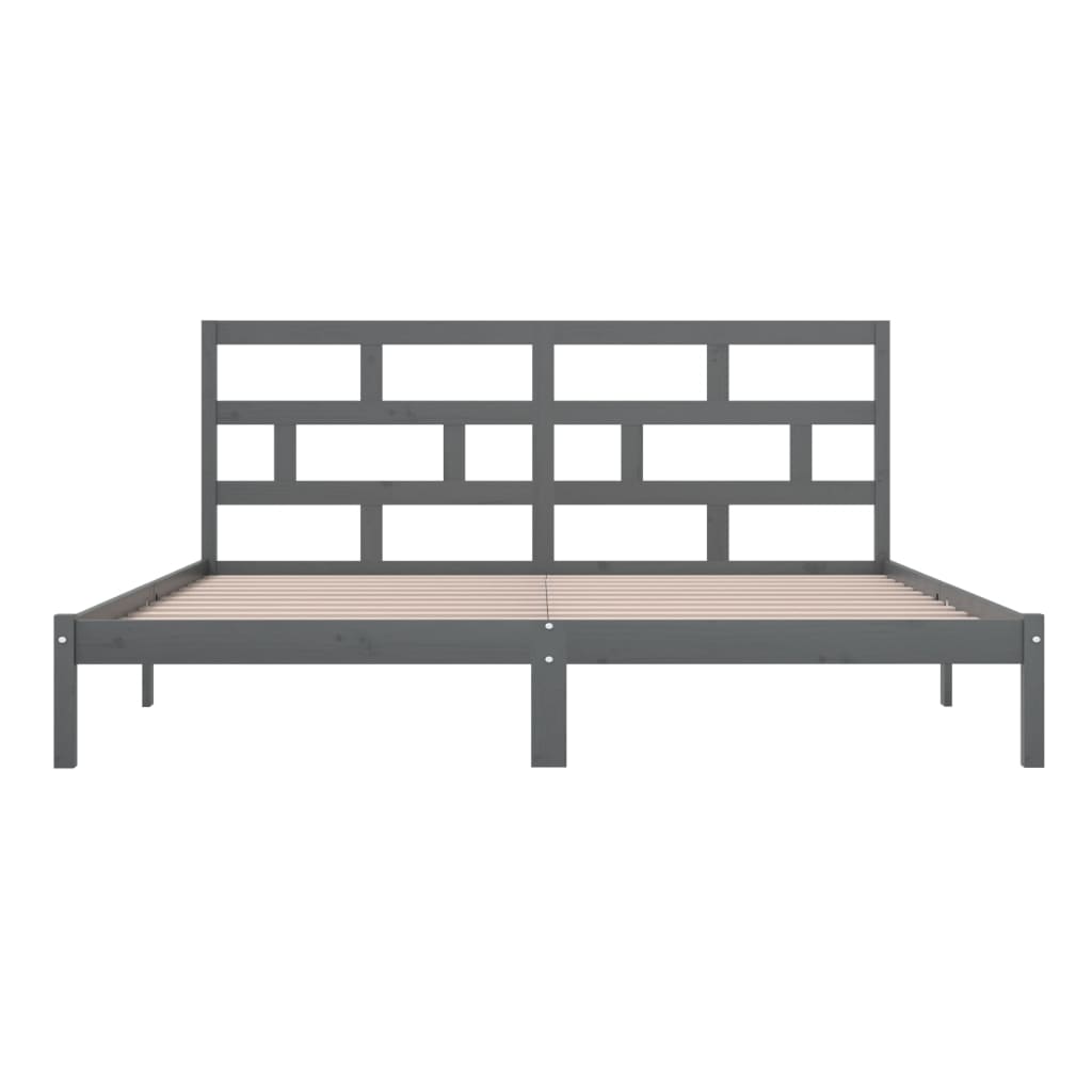 Sängynrunko harmaa täysi mänty 200 x 200 cm - Sisustajankoti.fi