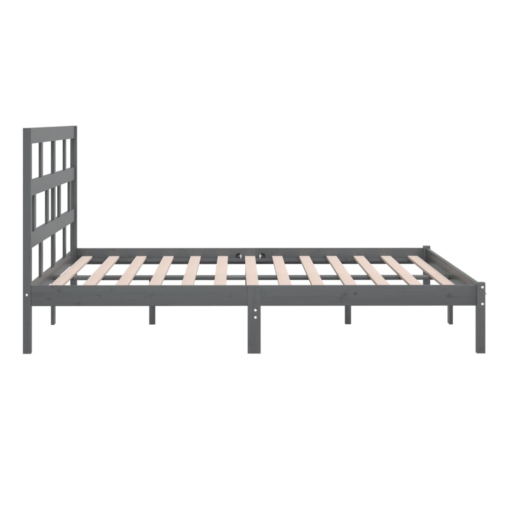 Sängynrunko harmaa täysi mänty 200 x 200 cm - Sisustajankoti.fi