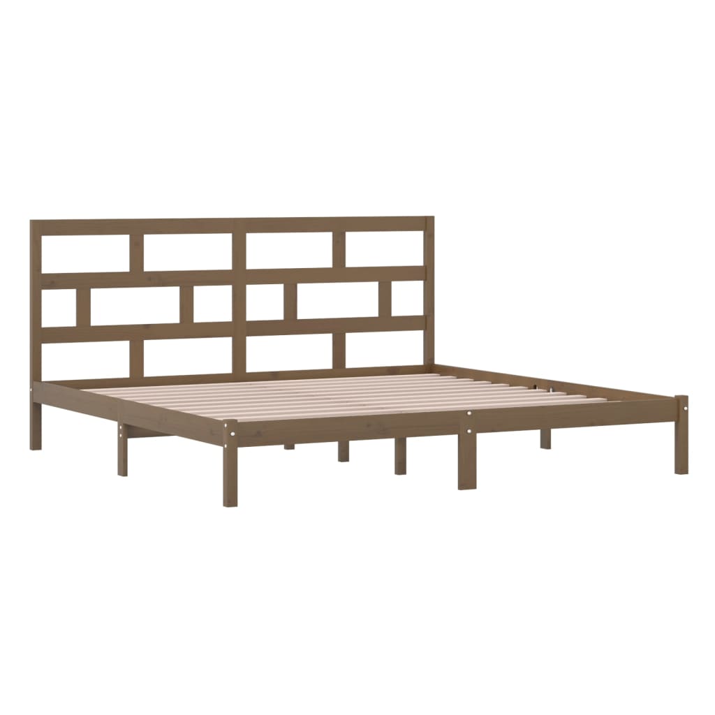 Sängynrunko hunajanruskea täysi mänty 200x200 cm - Sisustajankoti.fi