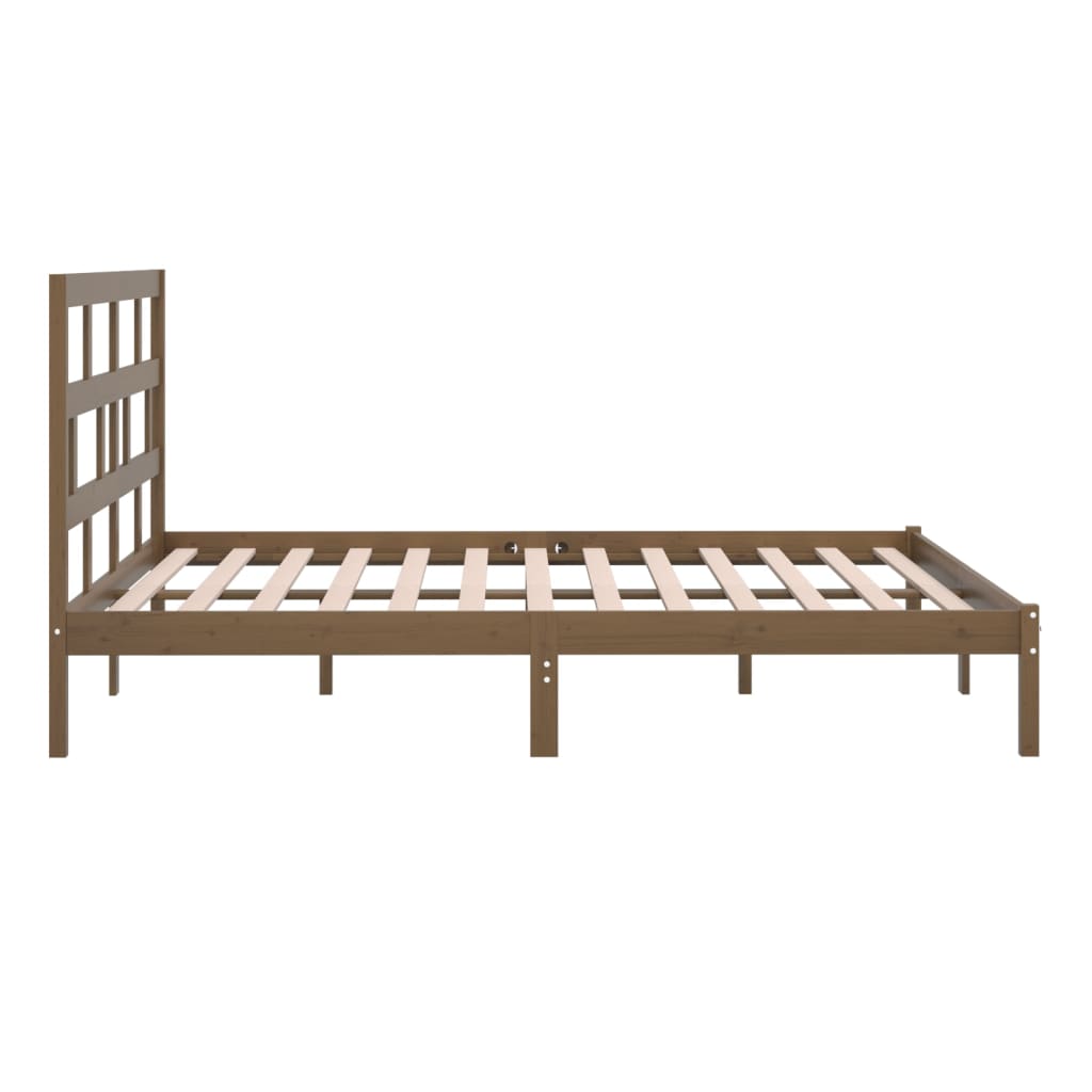 Sängynrunko hunajanruskea täysi mänty 200x200 cm - Sisustajankoti.fi