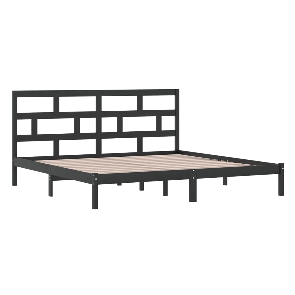 Sängynrunko musta täysi mänty 200 x 200 cm - Sisustajankoti.fi