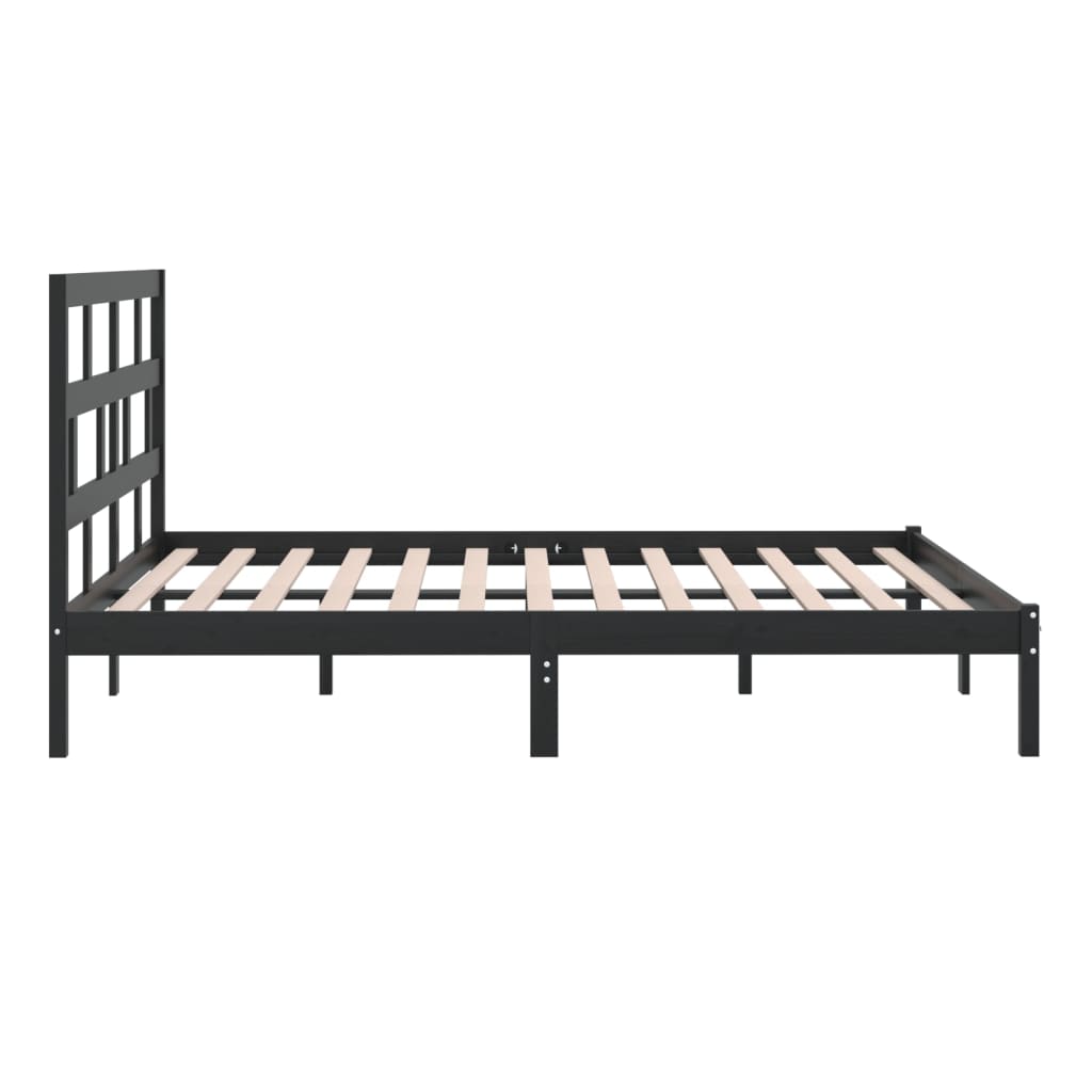 Sängynrunko musta täysi mänty 200 x 200 cm - Sisustajankoti.fi