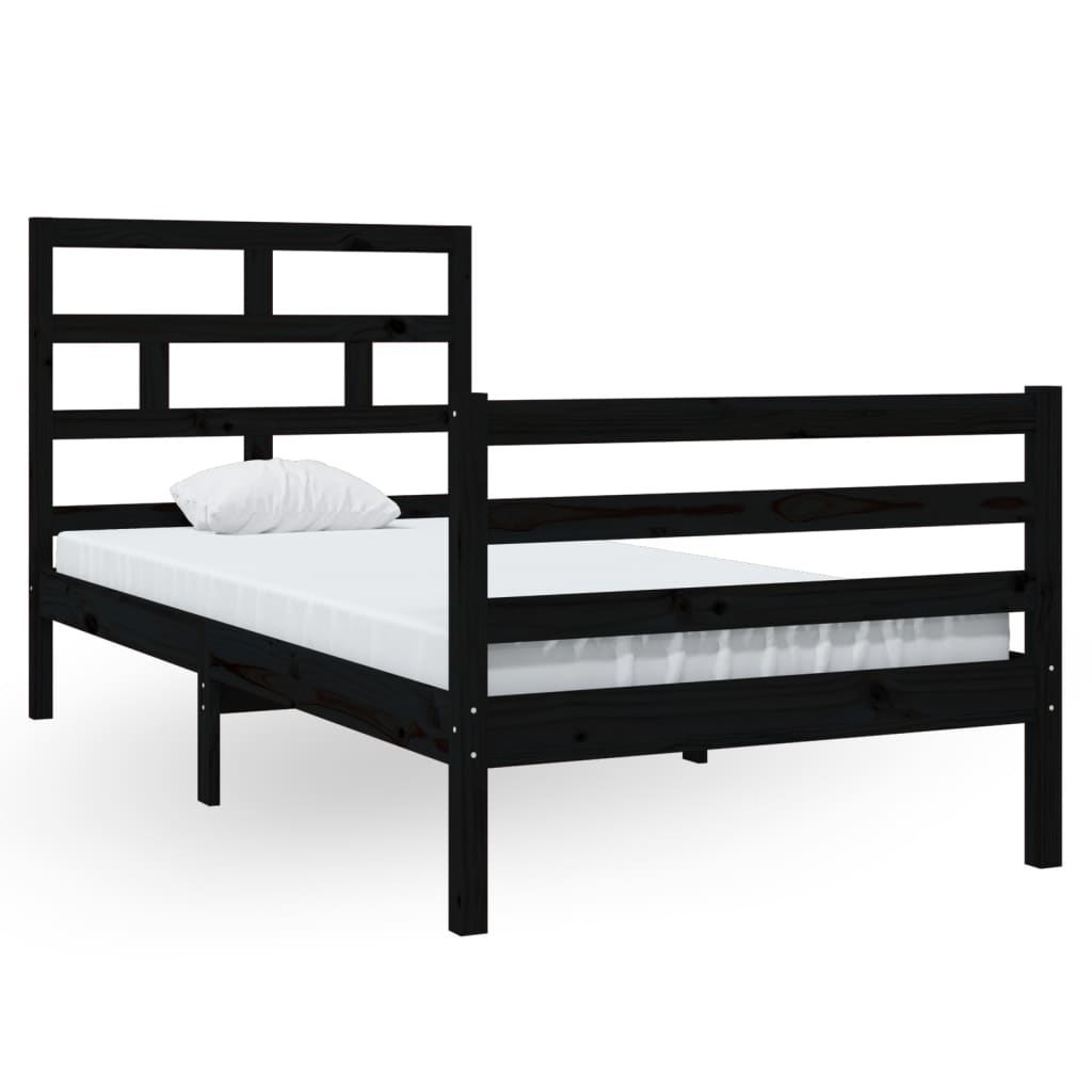 Sängynrunko musta täysi mänty 90x200 cm - Sisustajankoti.fi