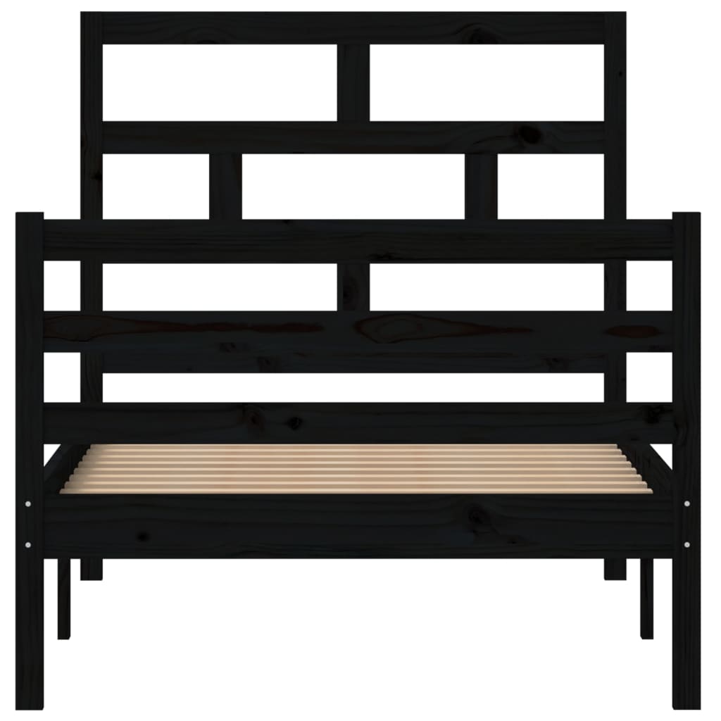 Sängynrunko musta täysi mänty 90x200 cm - Sisustajankoti.fi