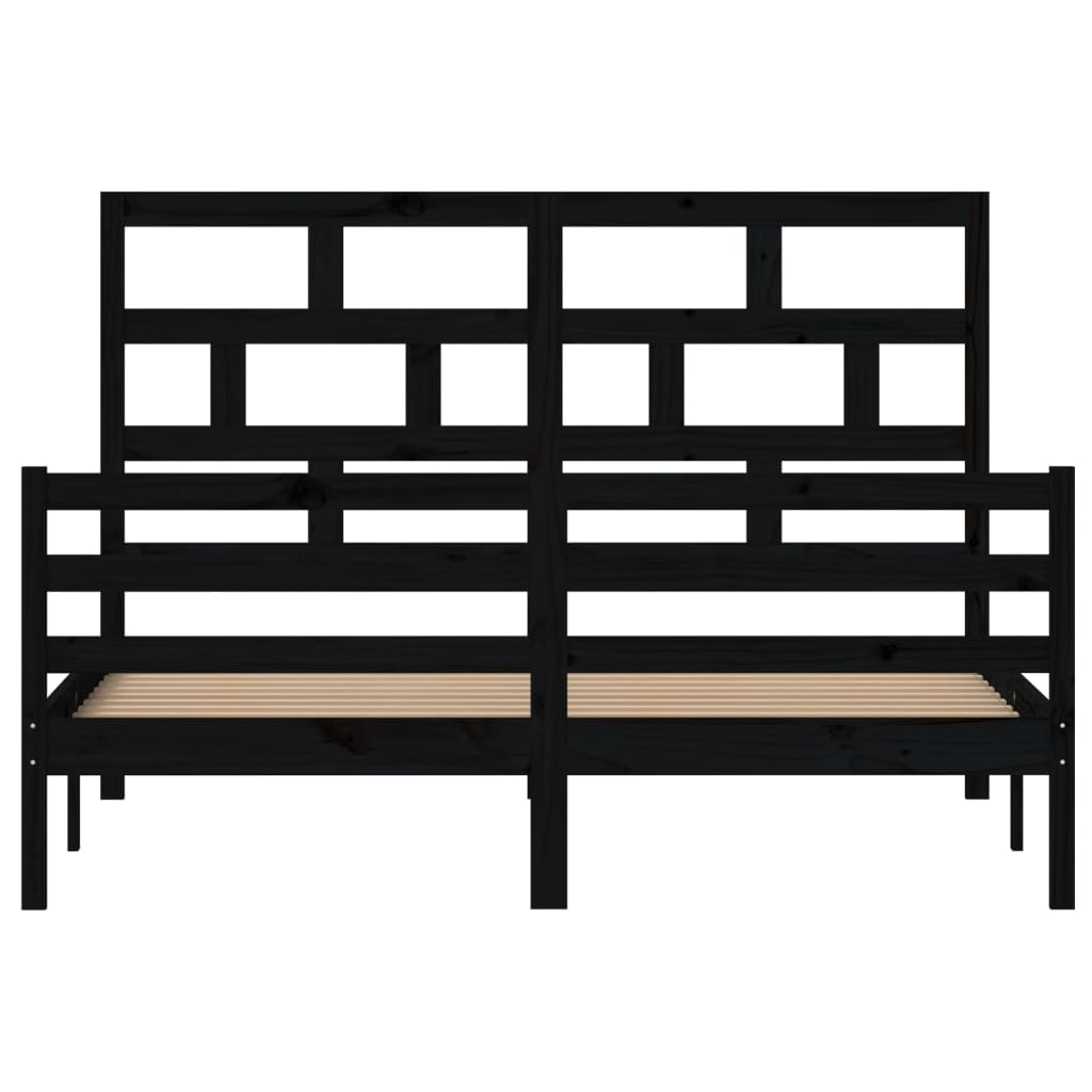 Sängynrunko musta täysi puu 150x200 cm 5FT King Size - Sisustajankoti.fi