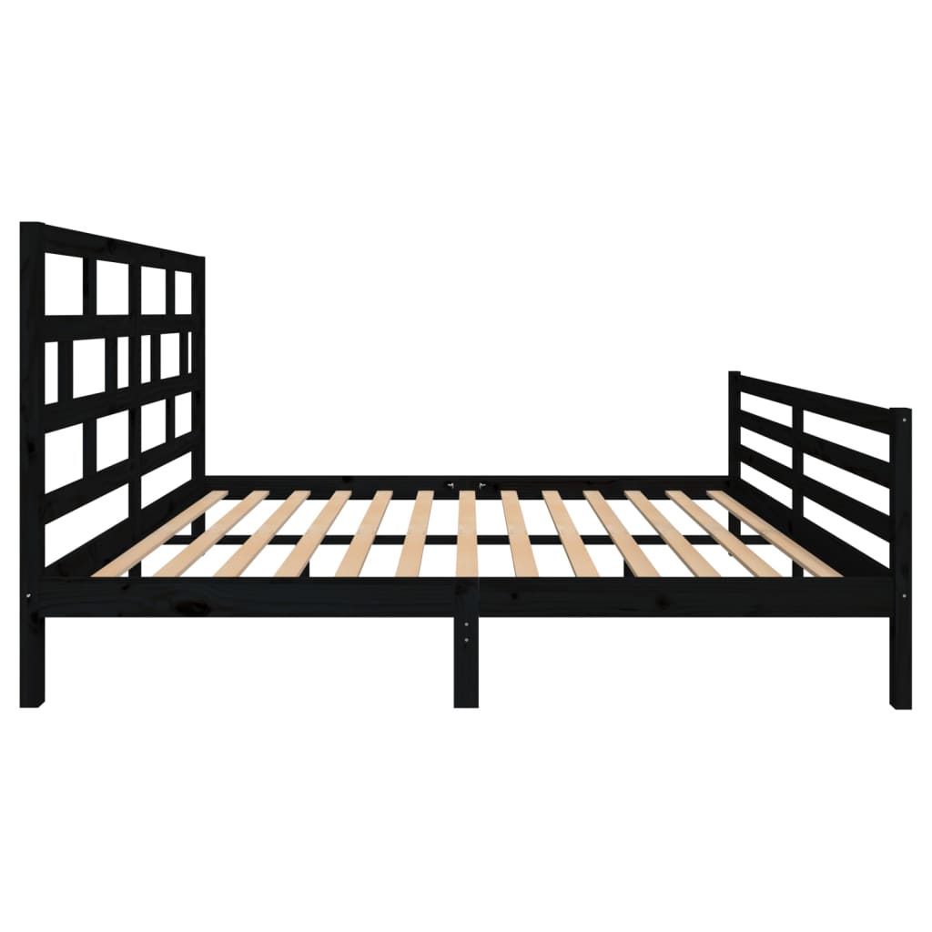 Sängynrunko musta täysi mänty 160x200 cm - Sisustajankoti.fi