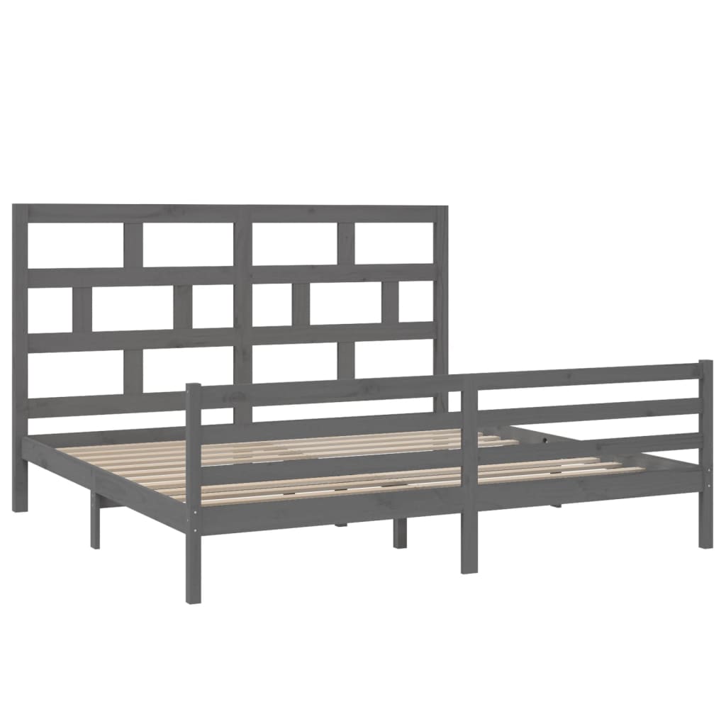 Sängynrunko harmaa täysi mänty 200 x 200 cm - Sisustajankoti.fi
