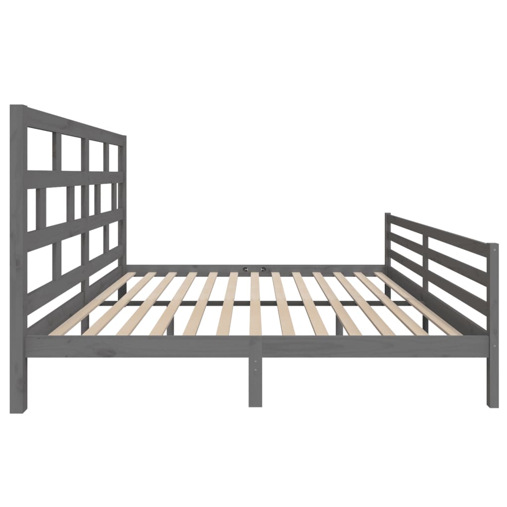 Sängynrunko harmaa täysi mänty 200 x 200 cm - Sisustajankoti.fi