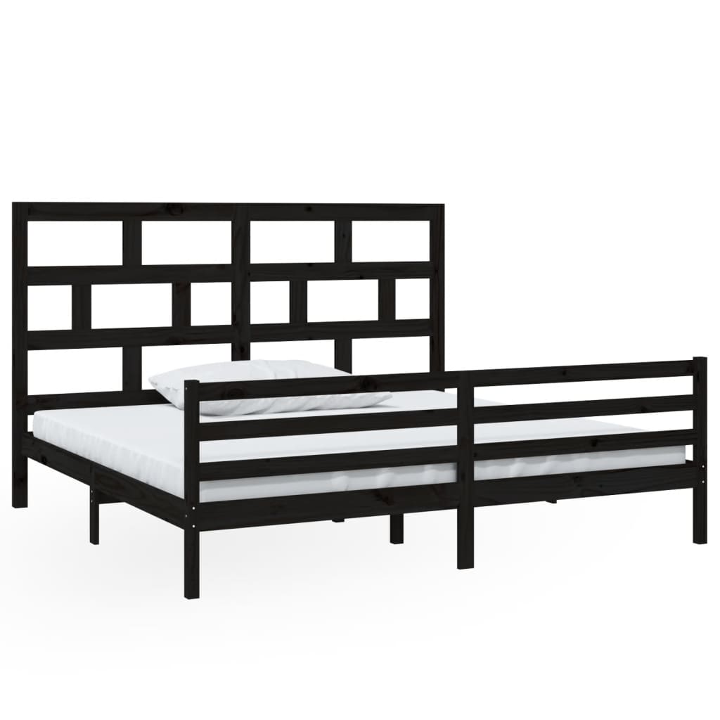 Sängynrunko musta täysi mänty 200 x 200 cm - Sisustajankoti.fi
