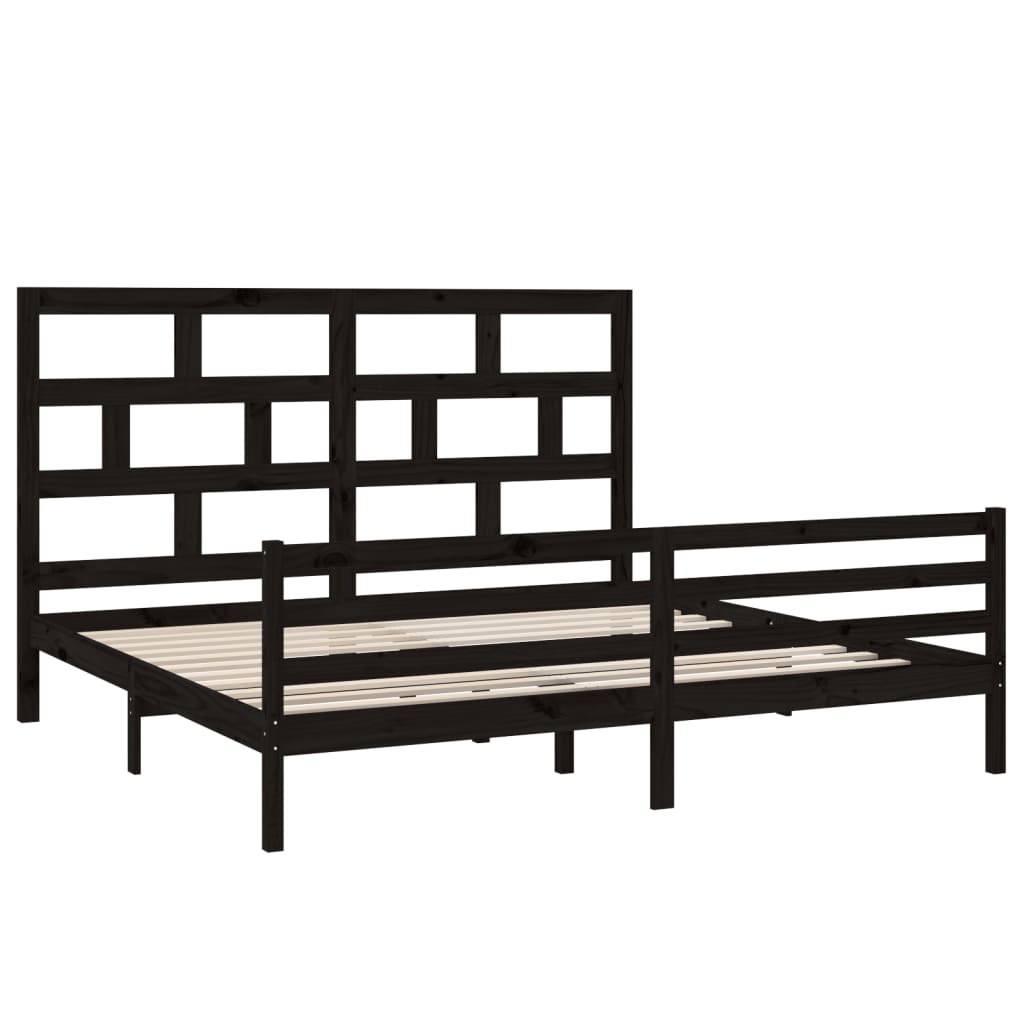 Sängynrunko musta täysi mänty 200 x 200 cm - Sisustajankoti.fi
