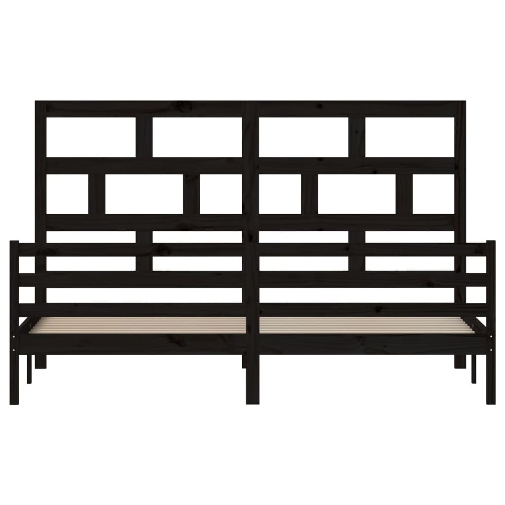 Sängynrunko musta täysi mänty 200 x 200 cm - Sisustajankoti.fi