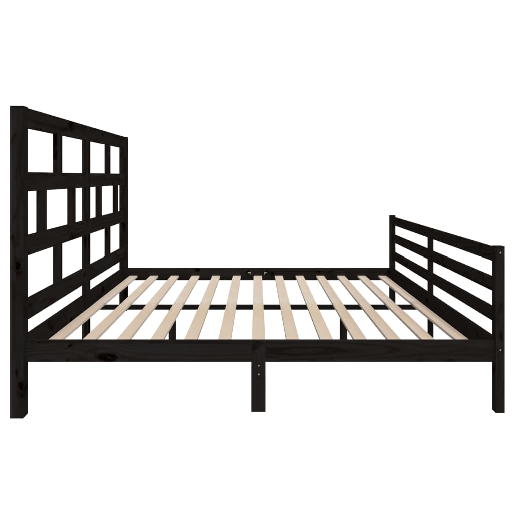 Sängynrunko musta täysi mänty 200 x 200 cm - Sisustajankoti.fi