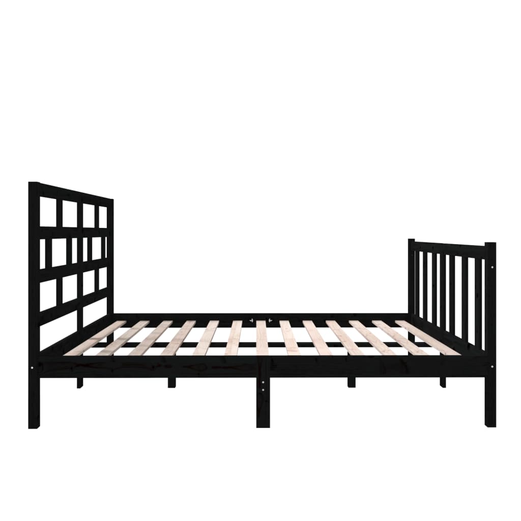 Sängynrunko musta täysi mänty 140x190 cm - Sisustajankoti.fi