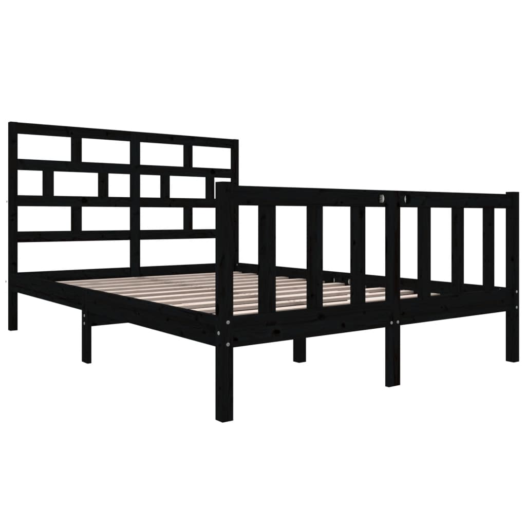 Sängynrunko musta täysi mänty 120x200 cm - Sisustajankoti.fi