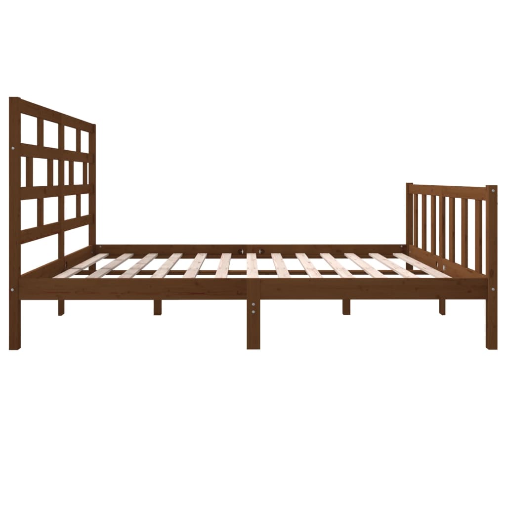Sängynrunko hunajanruskea täysi mänty 150x200 cm 5FT King Size - Sisustajankoti.fi