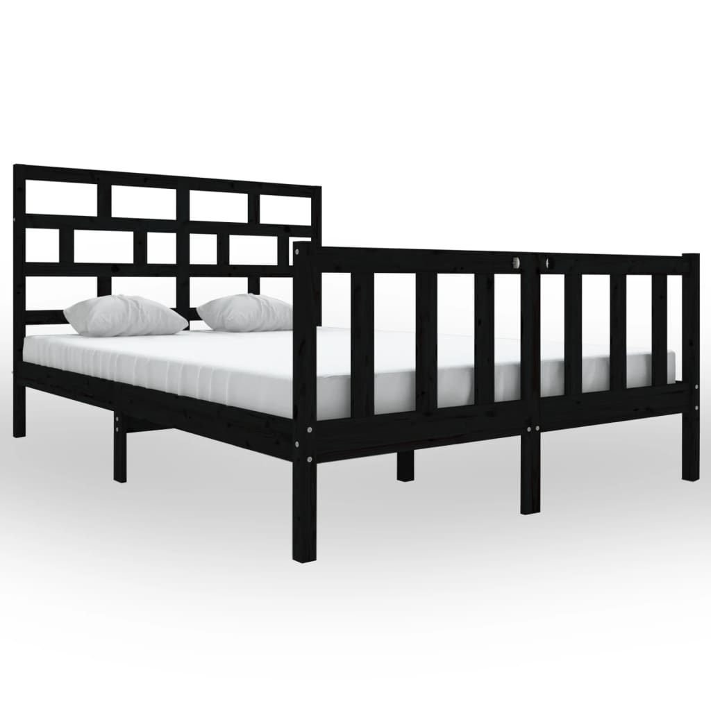 Sängynrunko musta täysi mänty 150x200 cm 5FT King Size - Sisustajankoti.fi