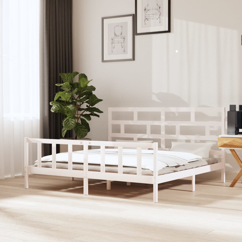 Sängynrunko valkoinen täysi mänty 180x200 cm 6FT Super King - Sisustajankoti.fi