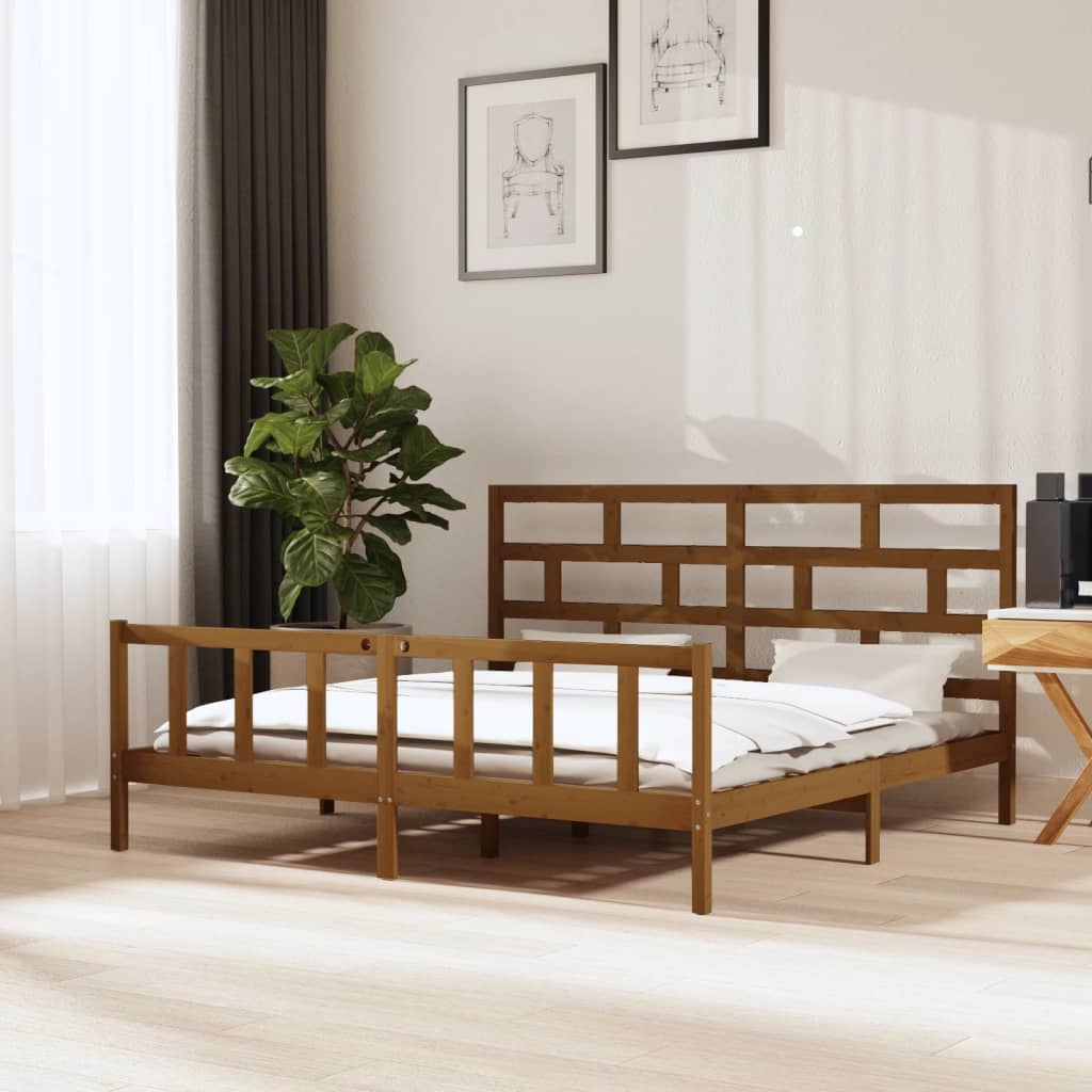 Sängynrunko hunajanruskea täysi mänty 180x200 cm 6FT Super King - Sisustajankoti.fi