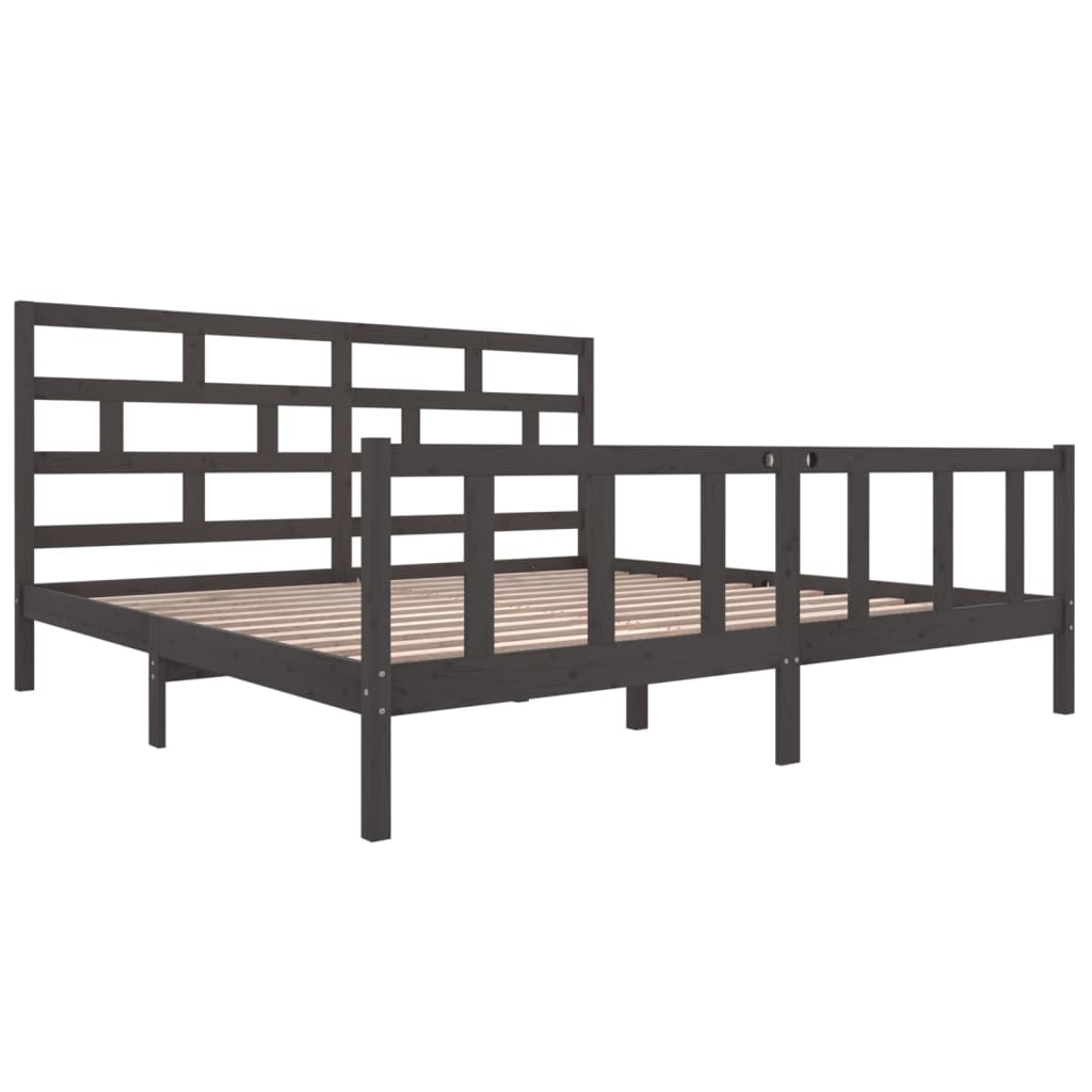 Sängynrunko harmaa täysi mänty 200 x 200 cm - Sisustajankoti.fi