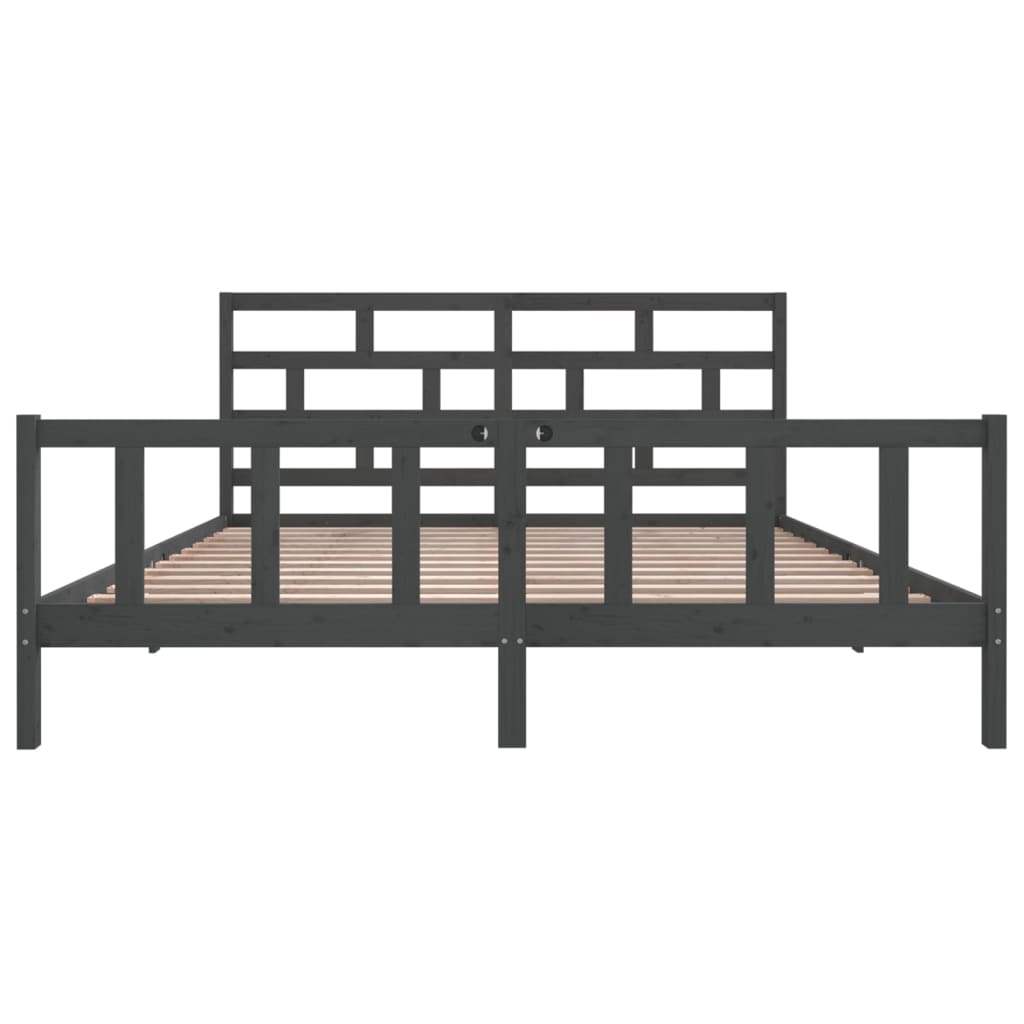 Sängynrunko harmaa täysi mänty 200 x 200 cm - Sisustajankoti.fi