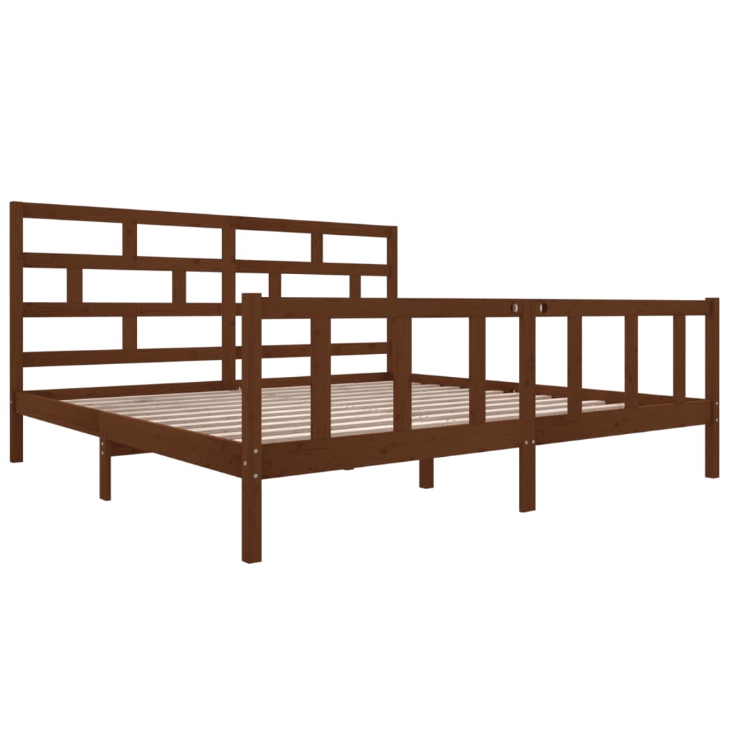 Sängynrunko hunajanruskea täysi mänty 200x200 cm - Sisustajankoti.fi