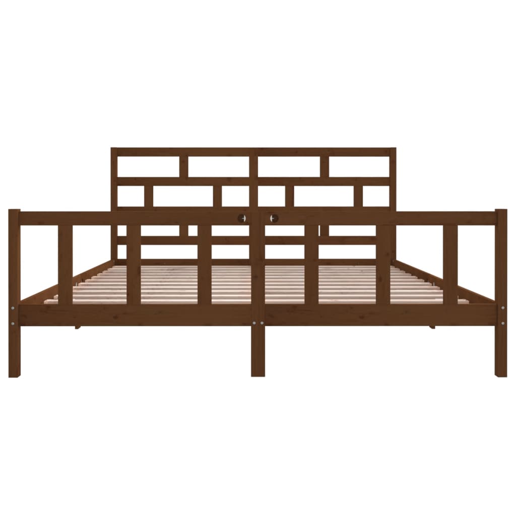 Sängynrunko hunajanruskea täysi mänty 200x200 cm - Sisustajankoti.fi