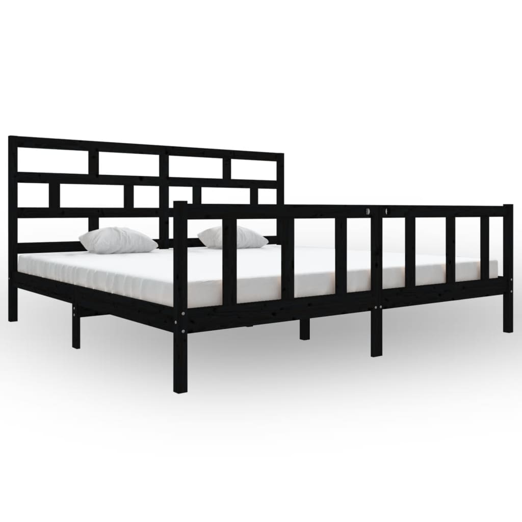 Sängynrunko musta täysi mänty 200 x 200 cm - Sisustajankoti.fi