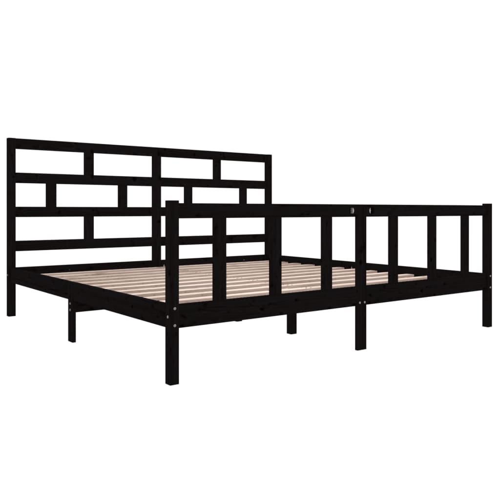 Sängynrunko musta täysi mänty 200 x 200 cm - Sisustajankoti.fi