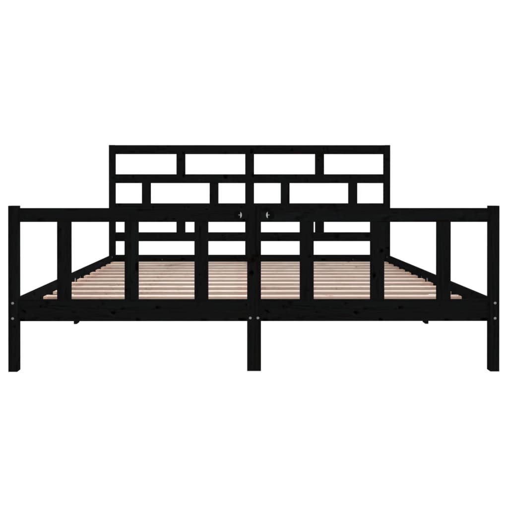 Sängynrunko musta täysi mänty 200 x 200 cm - Sisustajankoti.fi