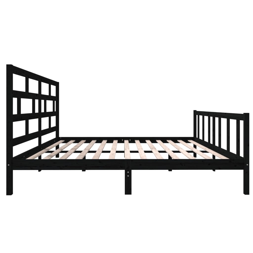Sängynrunko musta täysi mänty 200 x 200 cm - Sisustajankoti.fi