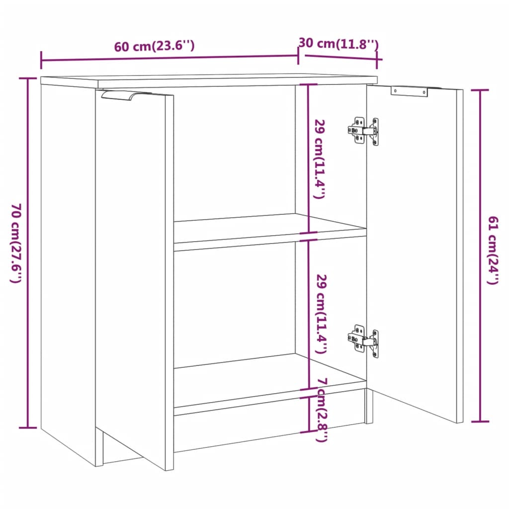 Senkki musta 60x30x70 cm tekninen puu - Sisustajankoti.fi