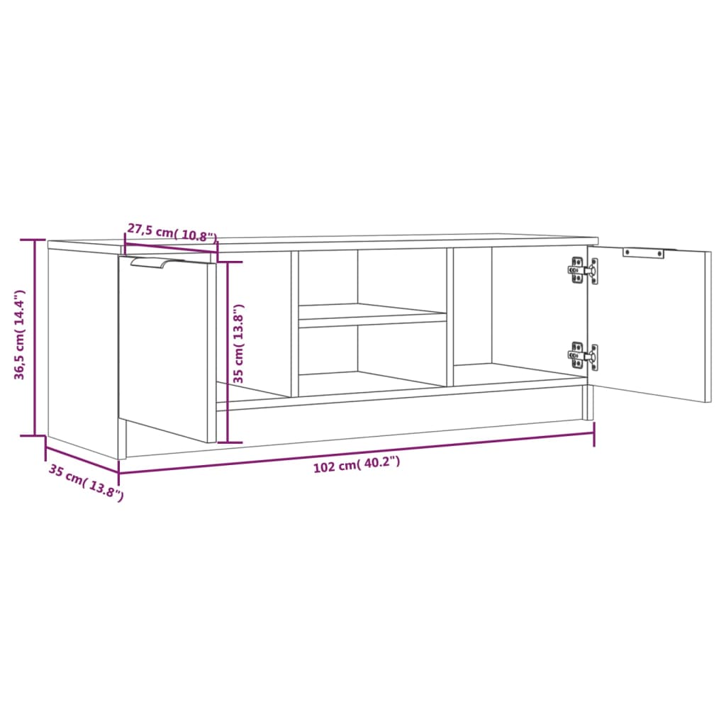 TV-taso musta 102x35x36,5 cm tekninen puu - Sisustajankoti.fi