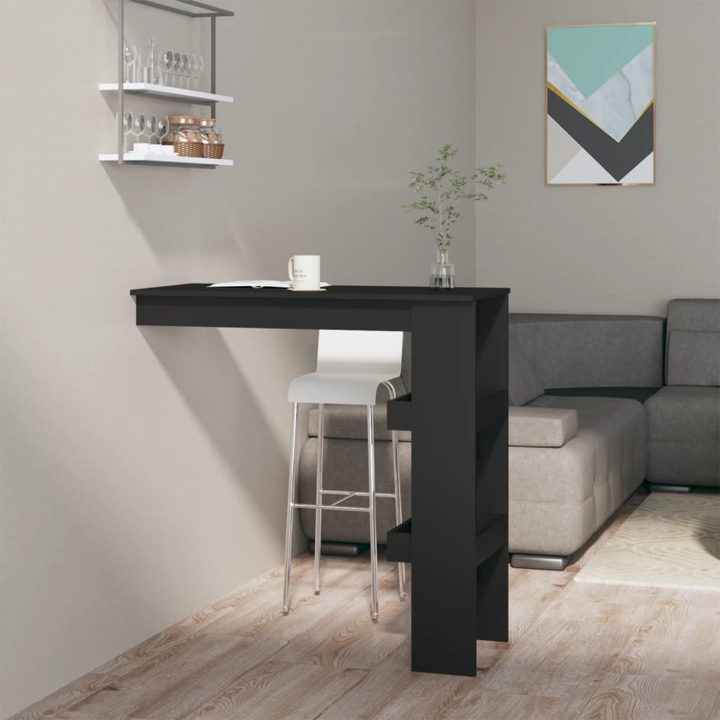 Seinäkiinnitettävä baaripöytä musta 102x45x103,5cm tekninen puu - Sisustajankoti.fi