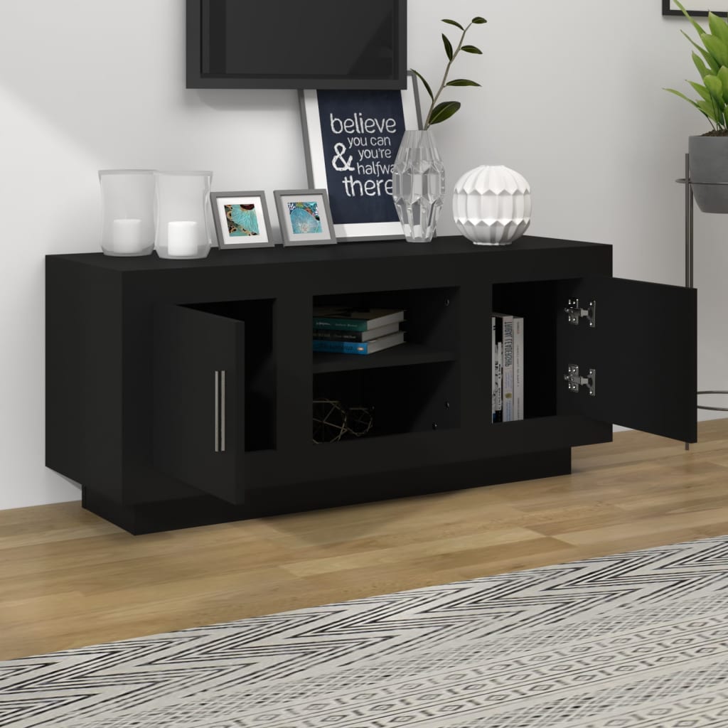 TV-taso musta 102x35x45 cm tekninen puu - Sisustajankoti.fi