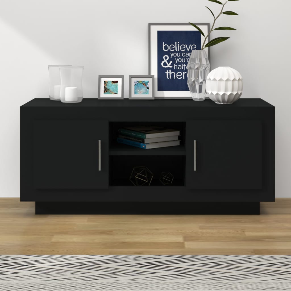 TV-taso musta 102x35x45 cm tekninen puu - Sisustajankoti.fi