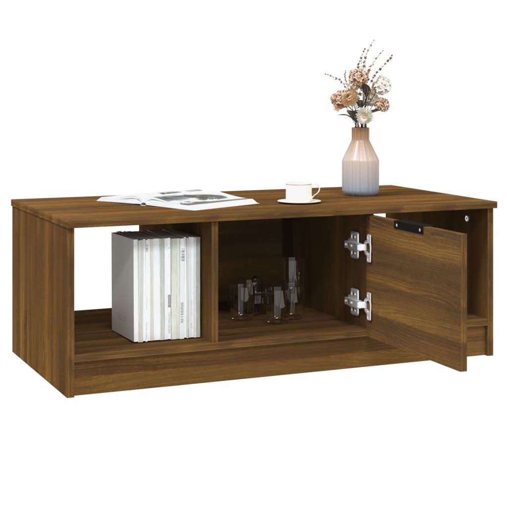 Sohvapöytä ruskea tammi 102x50x36 cm tekninen puu - Sisustajankoti.fi