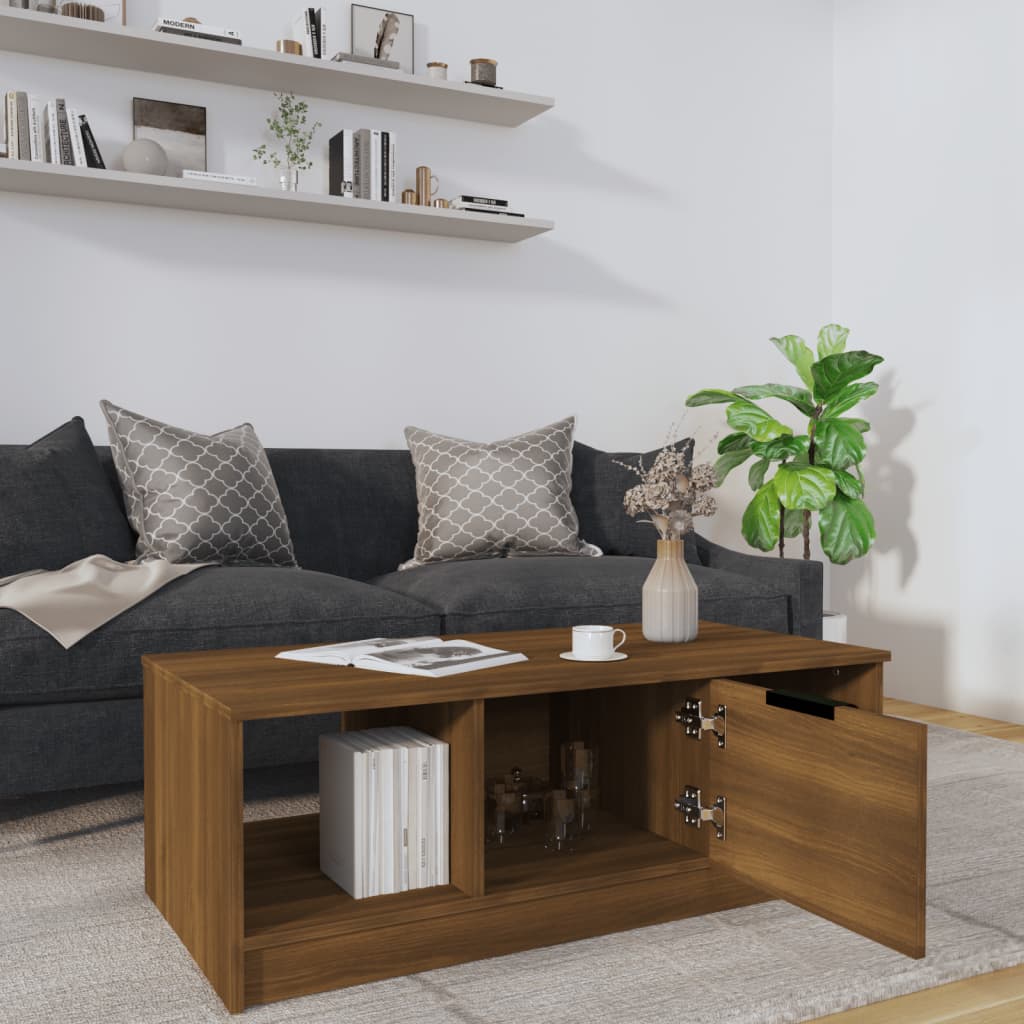 Sohvapöytä ruskea tammi 102x50x36 cm tekninen puu - Sisustajankoti.fi