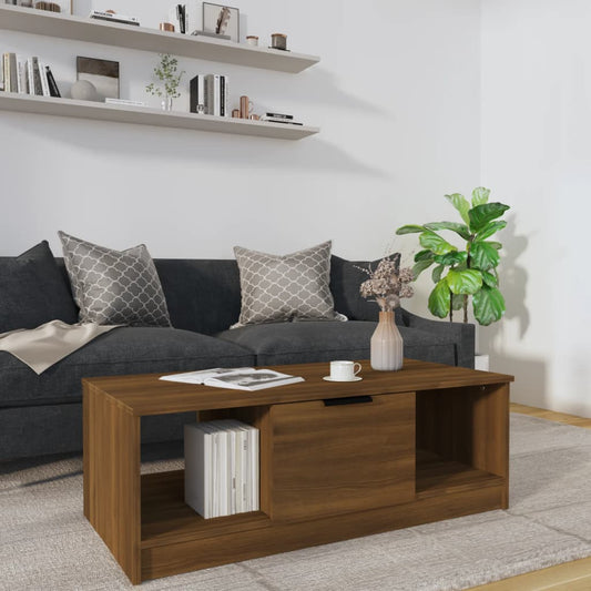 Sohvapöytä ruskea tammi 102x50x36 cm tekninen puu - Sisustajankoti.fi