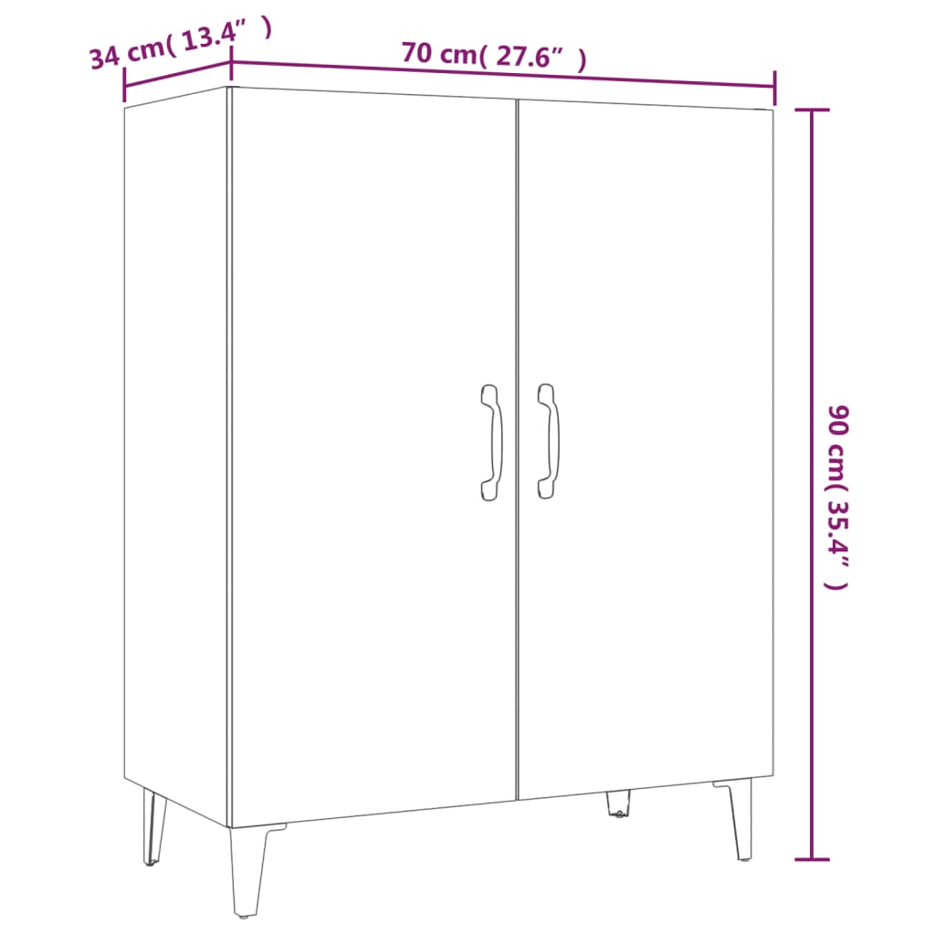 Senkki ruskea tammi 70x34x90 cm tekninen puu - Sisustajankoti.fi