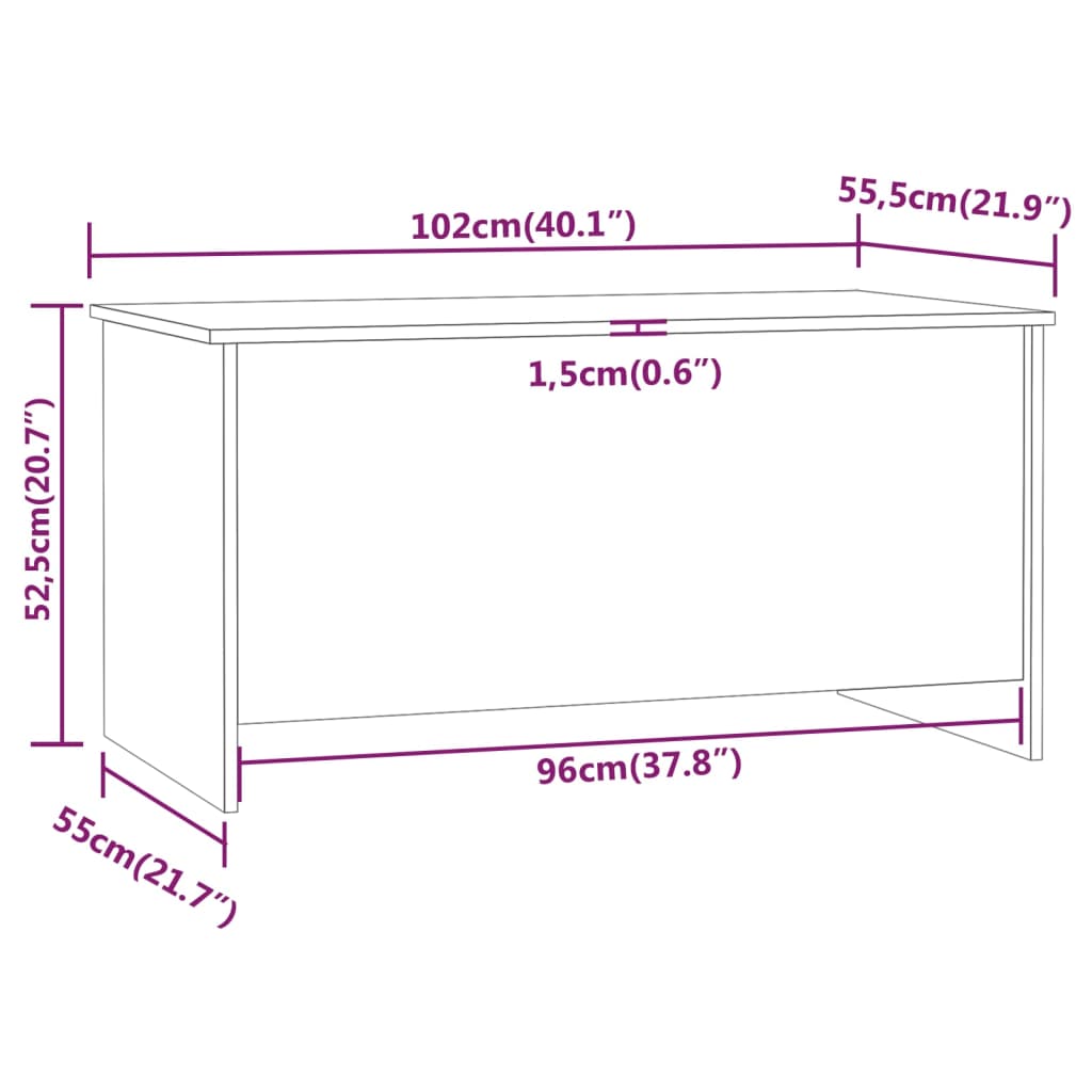 Sohvapöytä harmaa Sonoma 102x55,5x52,5 cm tekninen puu - Sisustajankoti.fi