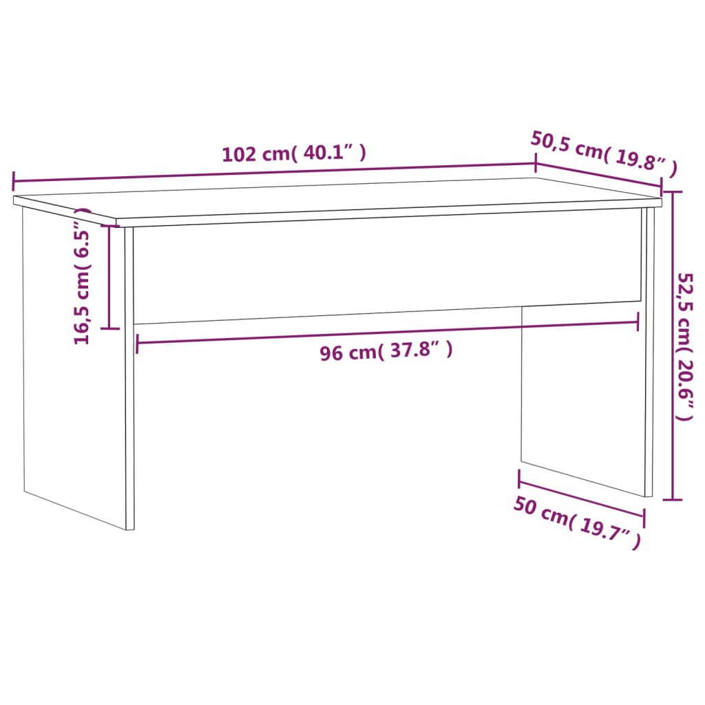 Sohvapöytä ruskea tammi 102x50,5x52,5 cm tekninen puu - Sisustajankoti.fi