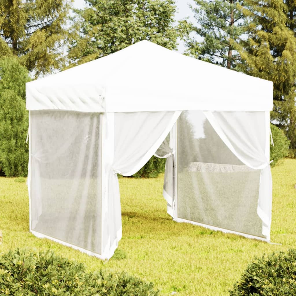 Kokoontaittuva juhlateltta sivuseinillä valkoinen 2x2 m - Sisustajankoti.fi