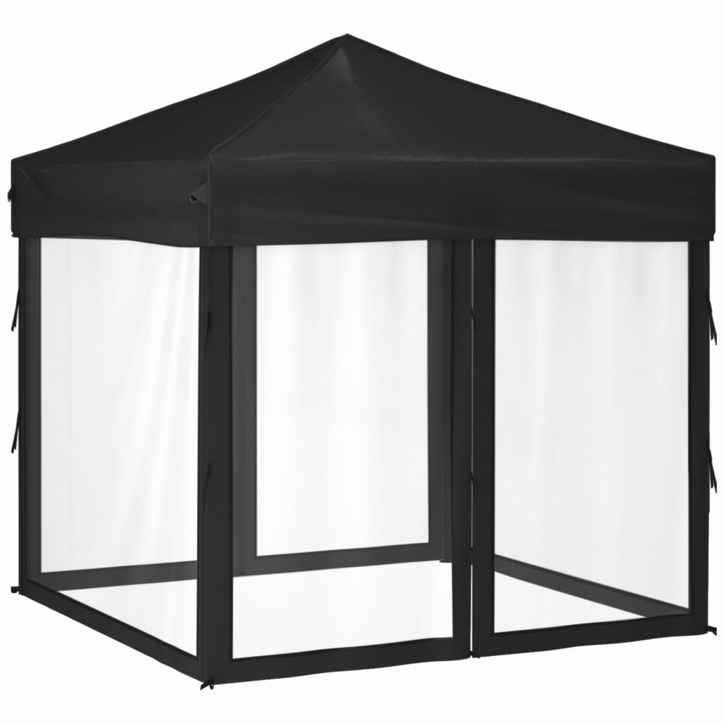 Kokoontaittuva juhlateltta sivuseinillä musta 2x2 m - Sisustajankoti.fi