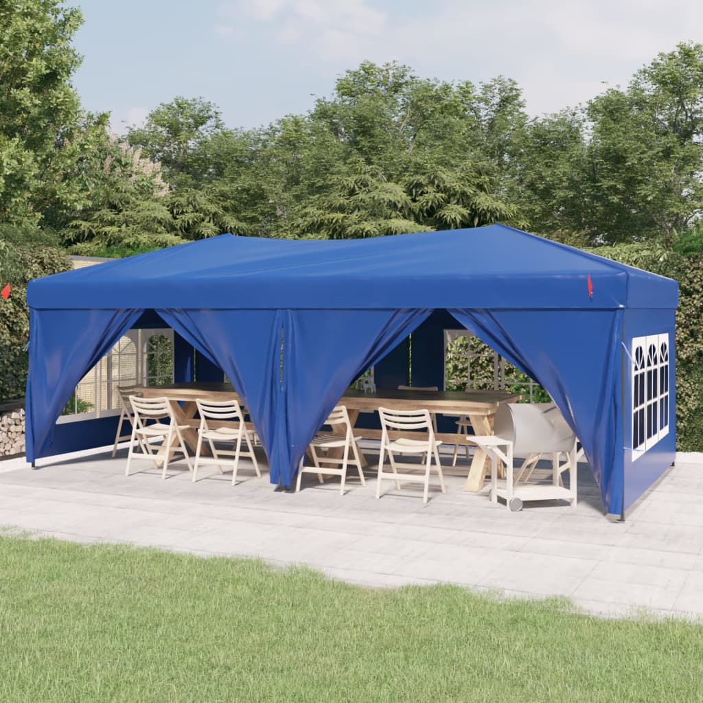 Kokoontaittuva juhlateltta sivuseinillä sininen 3x6 m - Sisustajankoti.fi