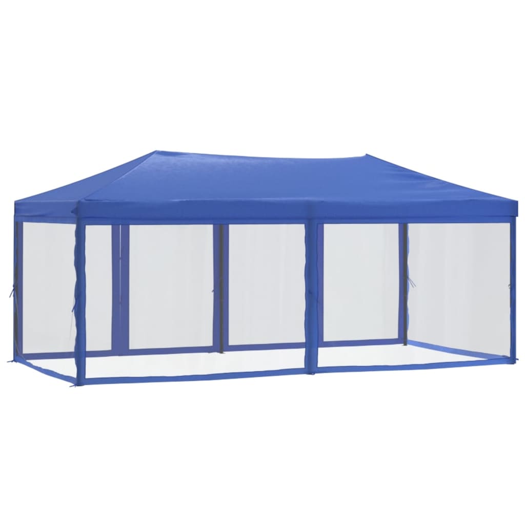 Kokoontaittuva juhlateltta sivuseinillä sininen 3x6 m - Sisustajankoti.fi