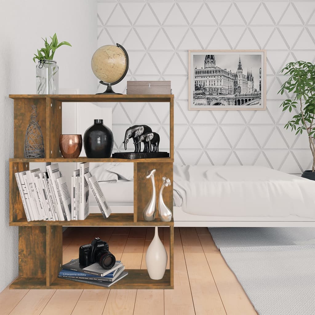 Kirjahylly/tilanjakaja savutammi 80x24x96 cm tekninen puu - Sisustajankoti.fi