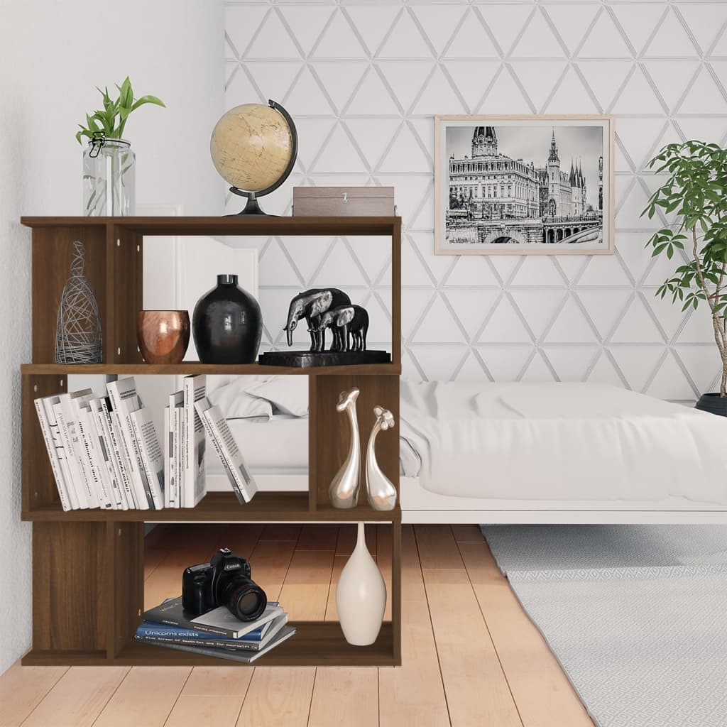 Kirjahylly/tilanjakaja ruskea tammi 80x24x96 cm tekninen puu - Sisustajankoti.fi
